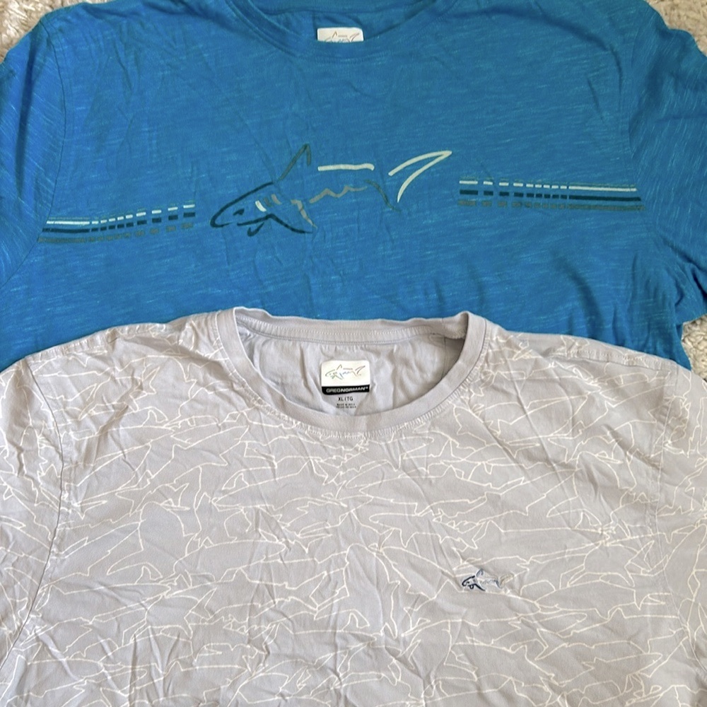 Bundle TWO Greg Norman Athletic T Shirts a Blue & a gray Short SleeveExtra Large